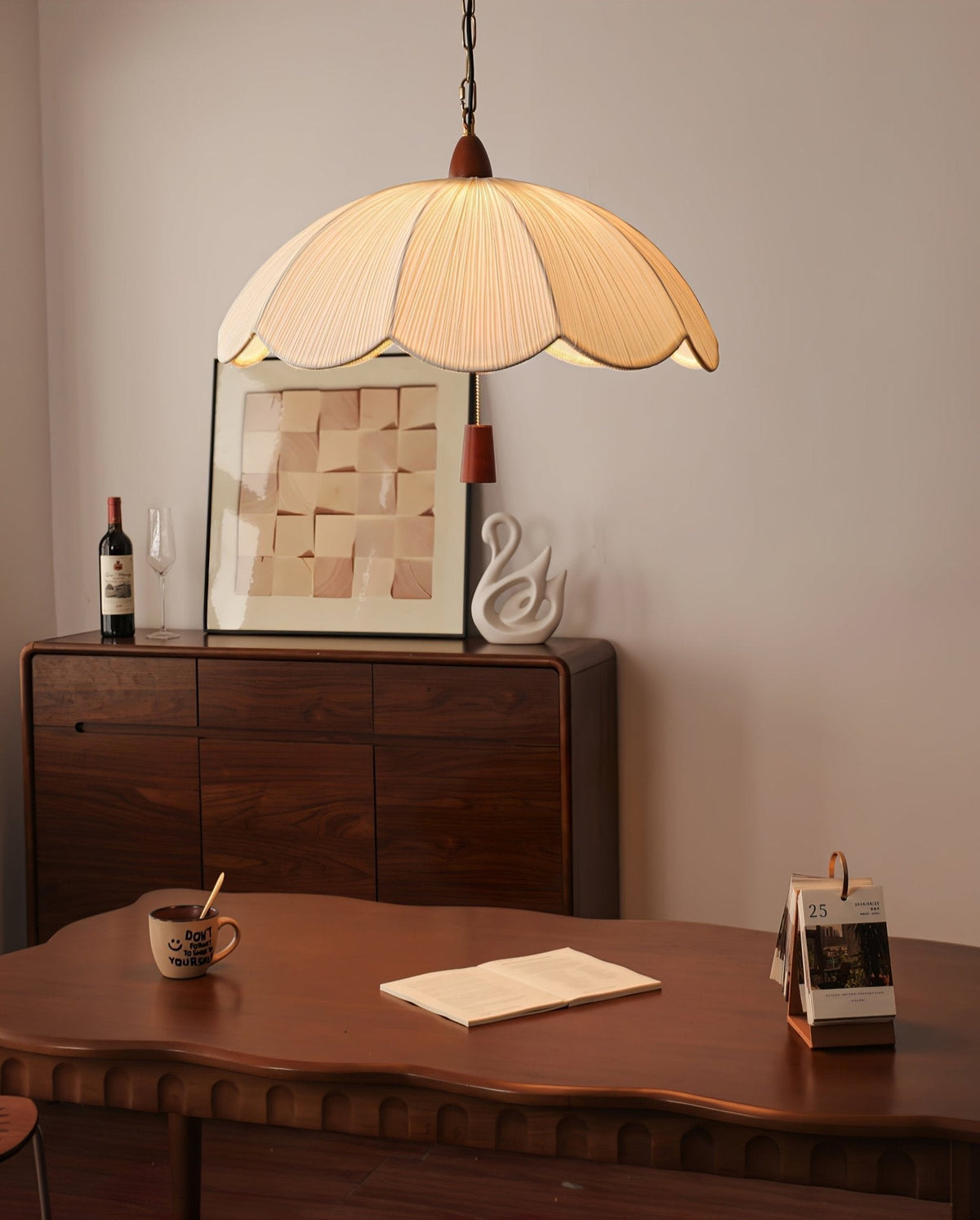 Vephael Art Nouveau Fabric Pendant Light