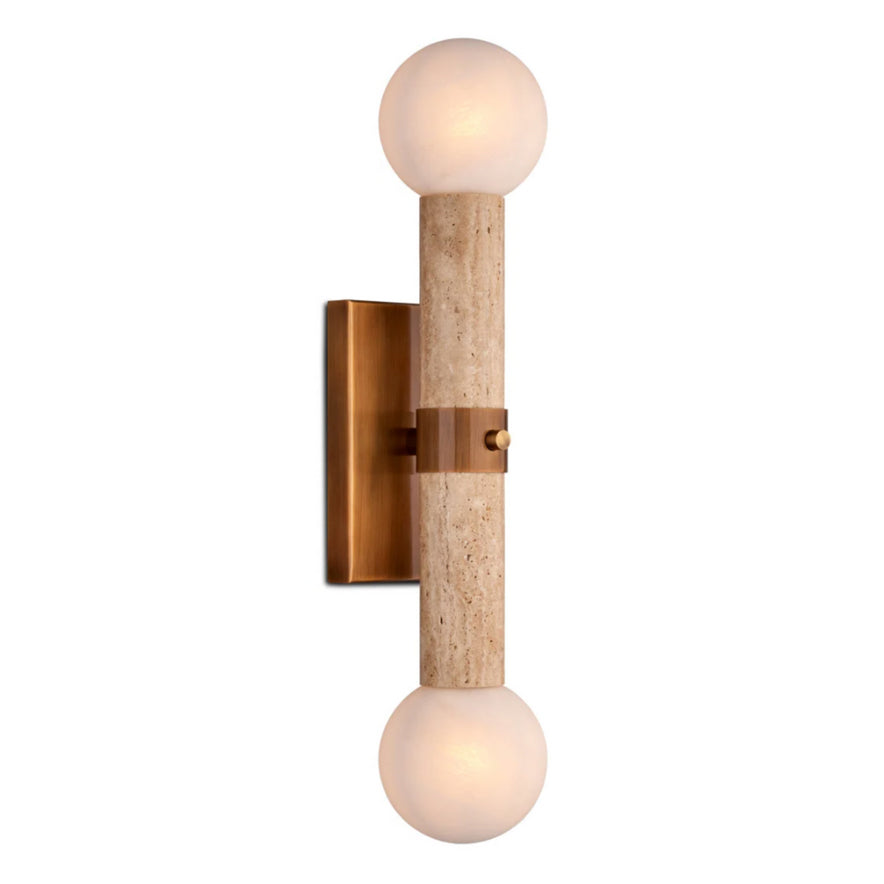 Dvaluvyh Modern Minimalist Travertine Metal Glass Wall Lamp