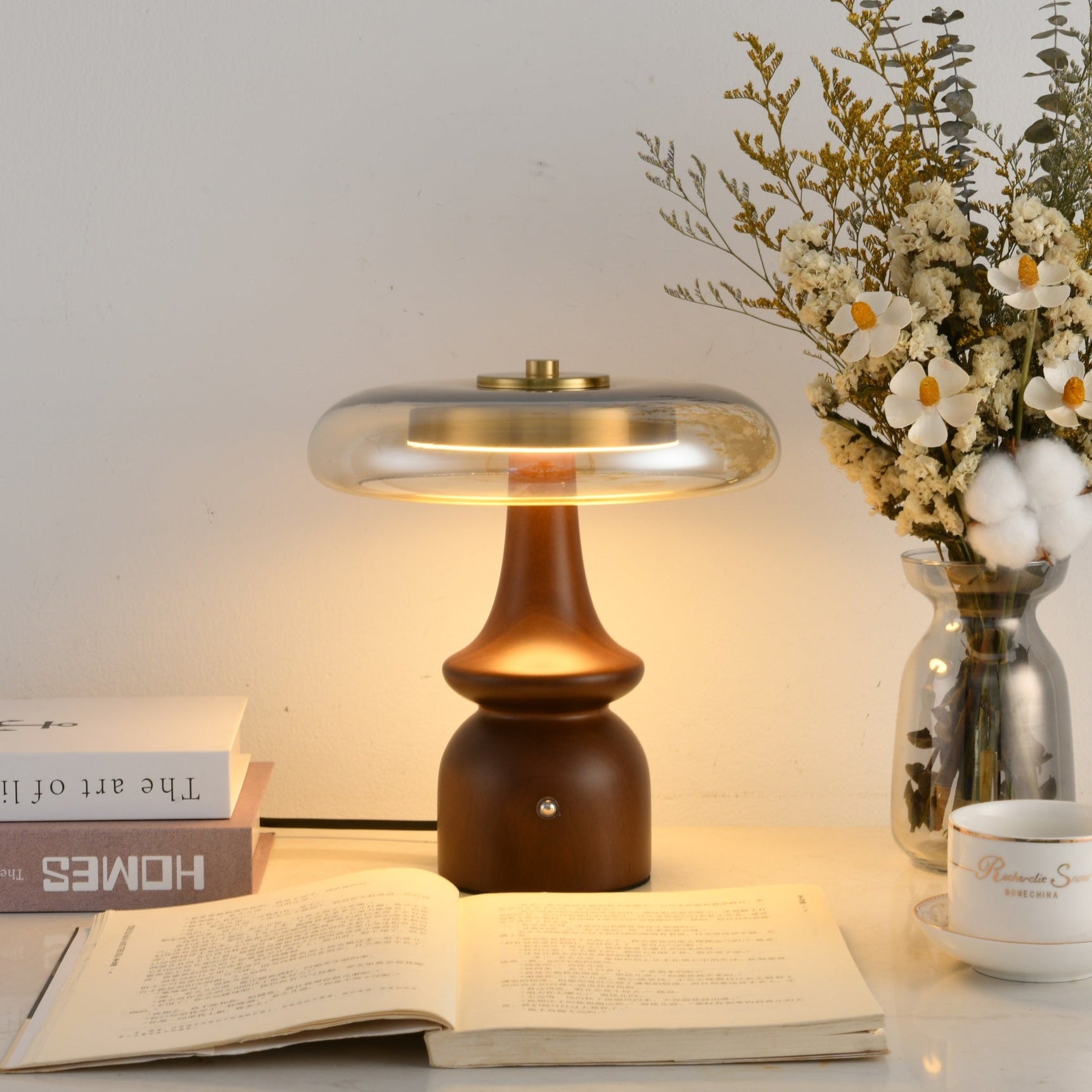 Mushroom Retro Glass Table Lamp