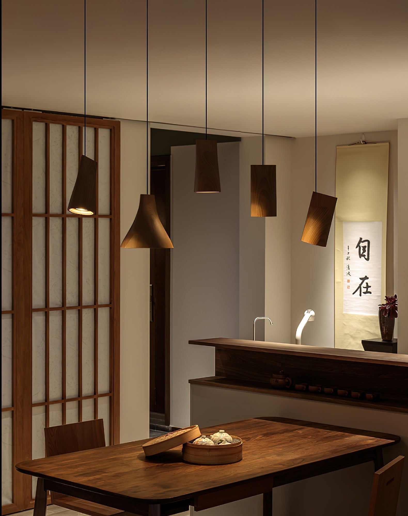 Ivarara Asymmetrical Wood Pendant Light