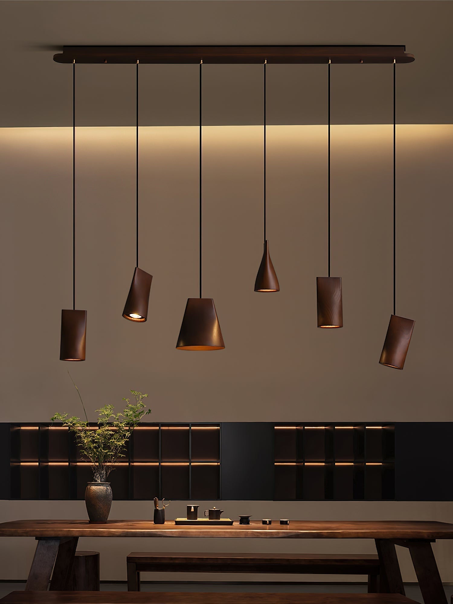 Ivarara Asymmetrical Wood Pendant Light