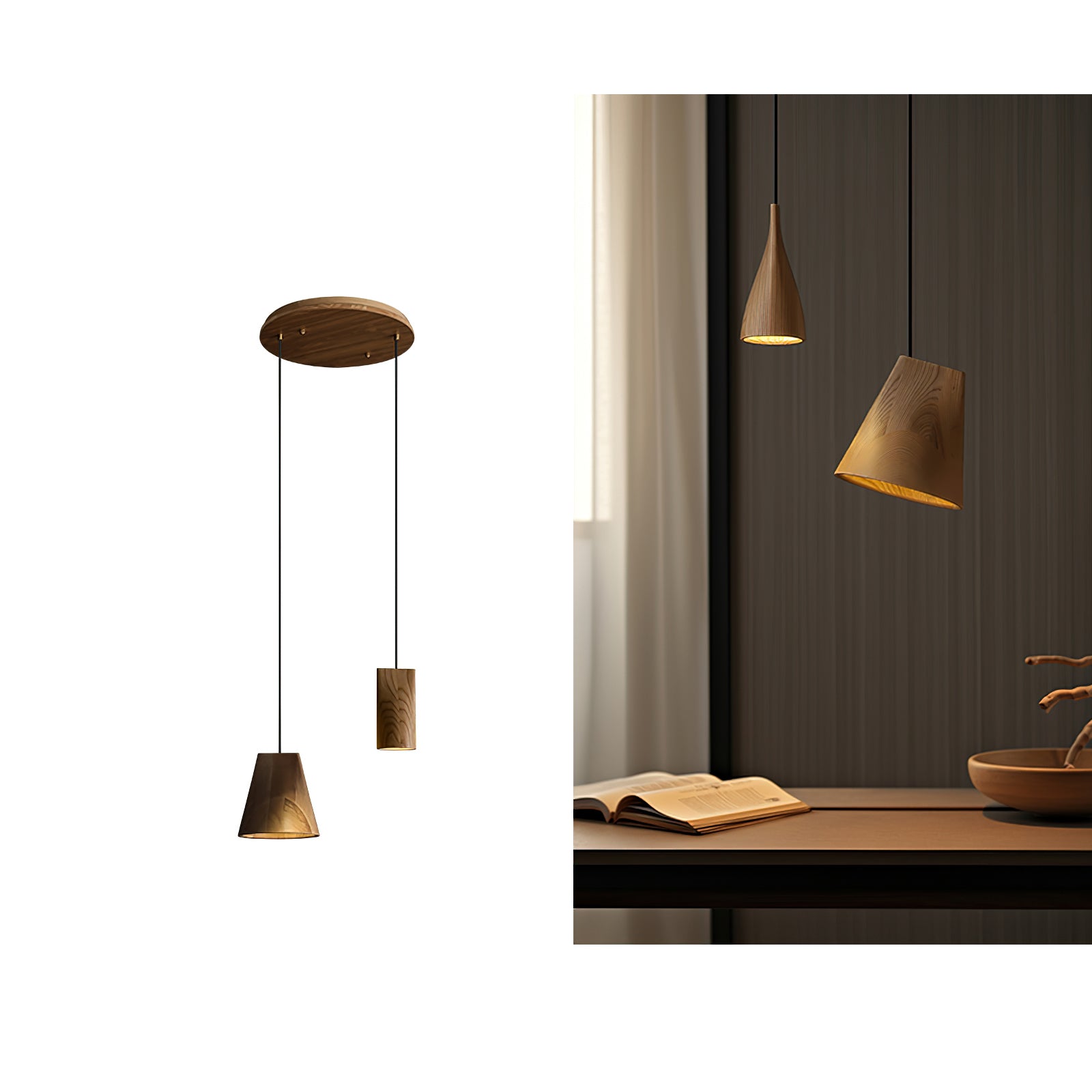 Ivarara Asymmetrical Wood Pendant Light