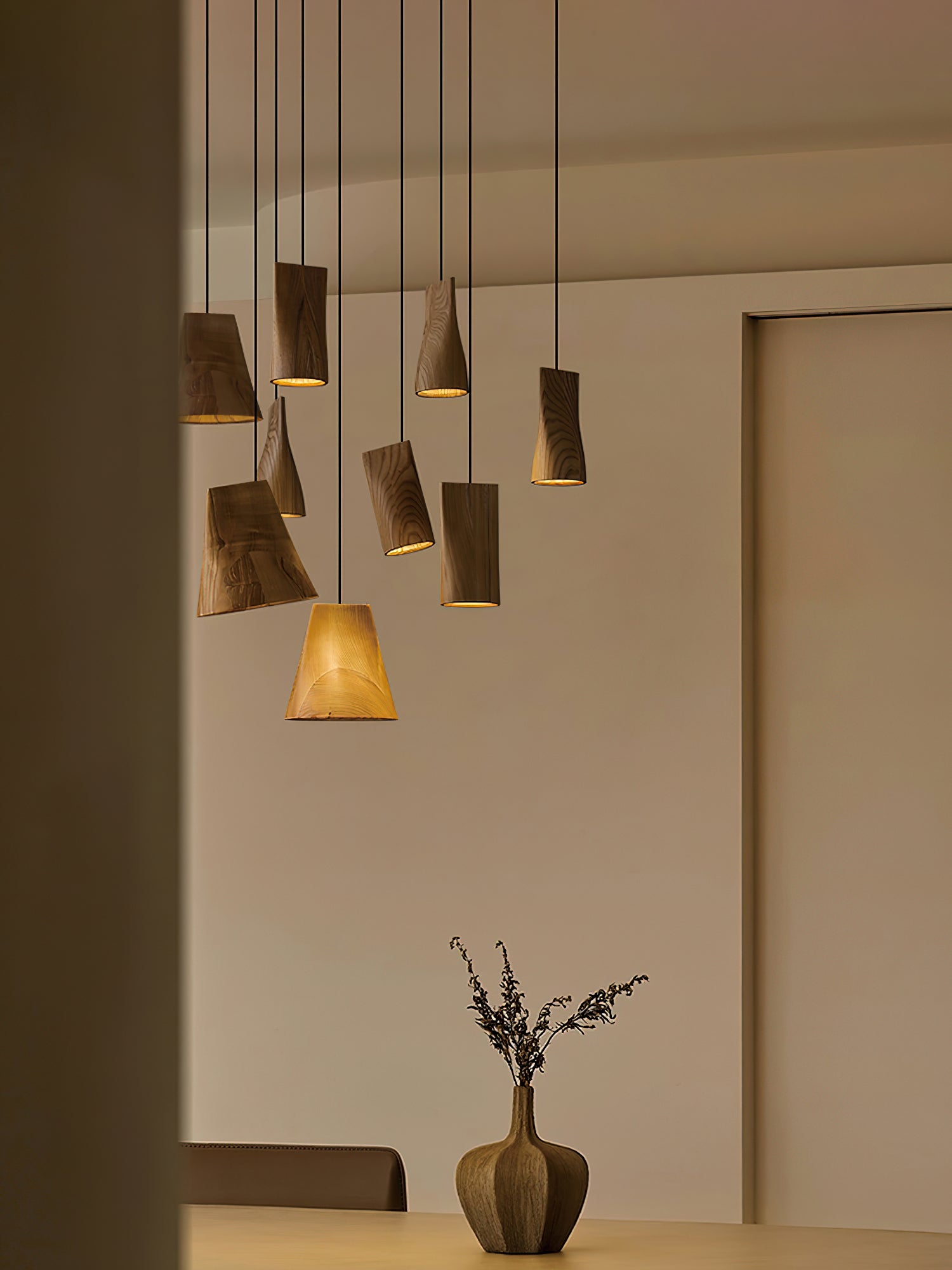 Ivarara Asymmetrical Wood Pendant Light