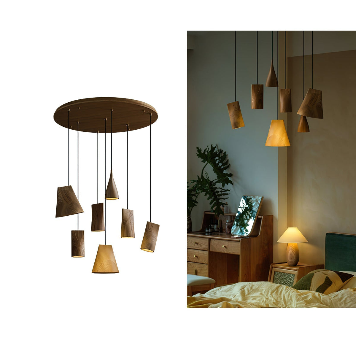 Ivarara Asymmetrical Wood Pendant Light