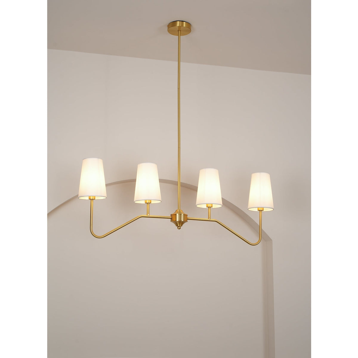 Oriinissa Chandelier Brass Curved Beige Linear