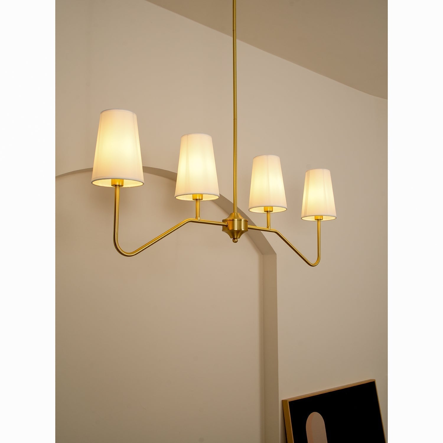 Oriinissa Chandelier Brass Curved Beige Linear