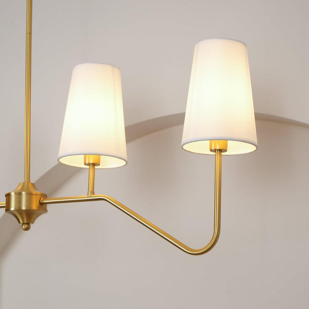 Oriinissa Chandelier Brass Curved Beige Linear