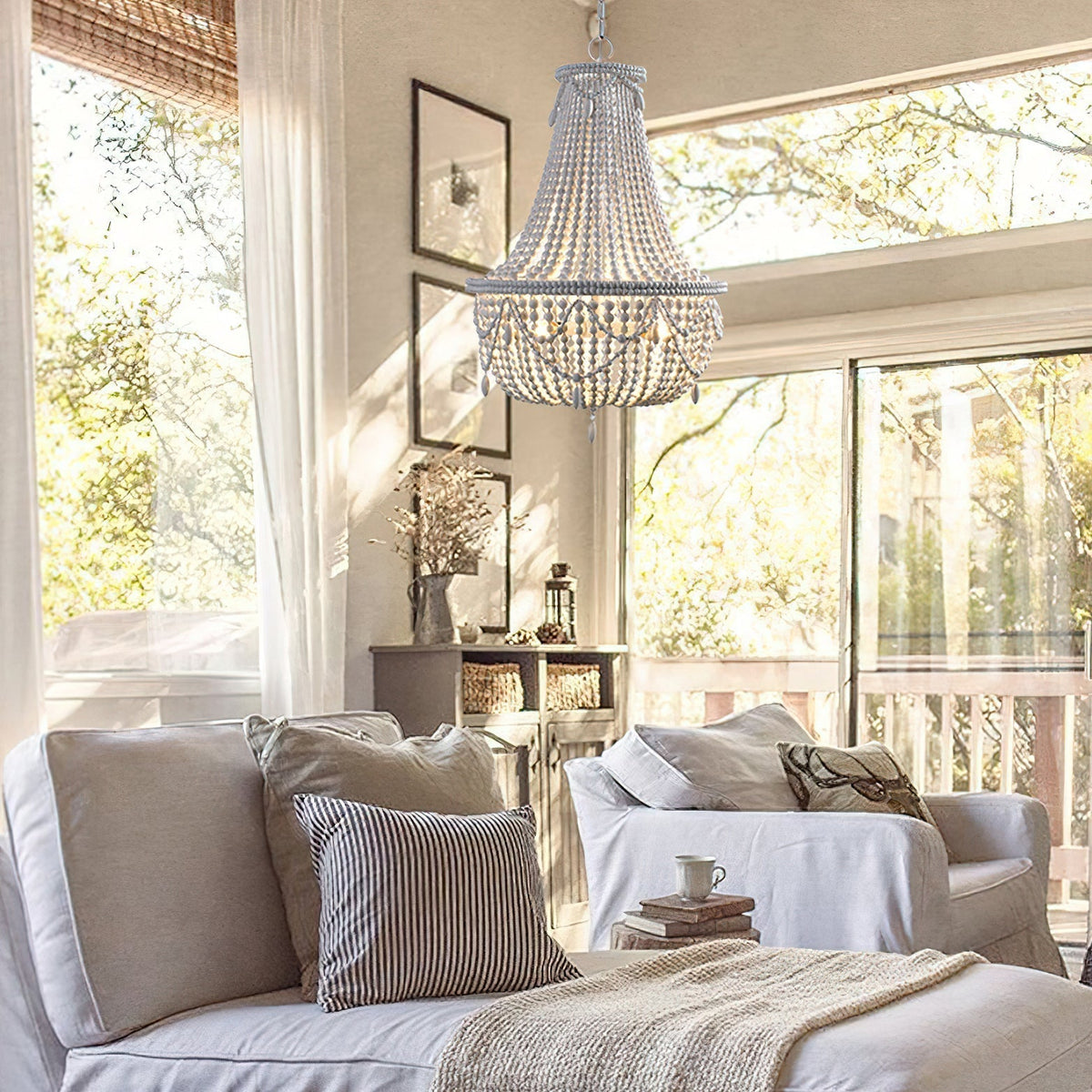 Eirikuvyu Postmodern Luxury Bead Metal Wood Chandelier
