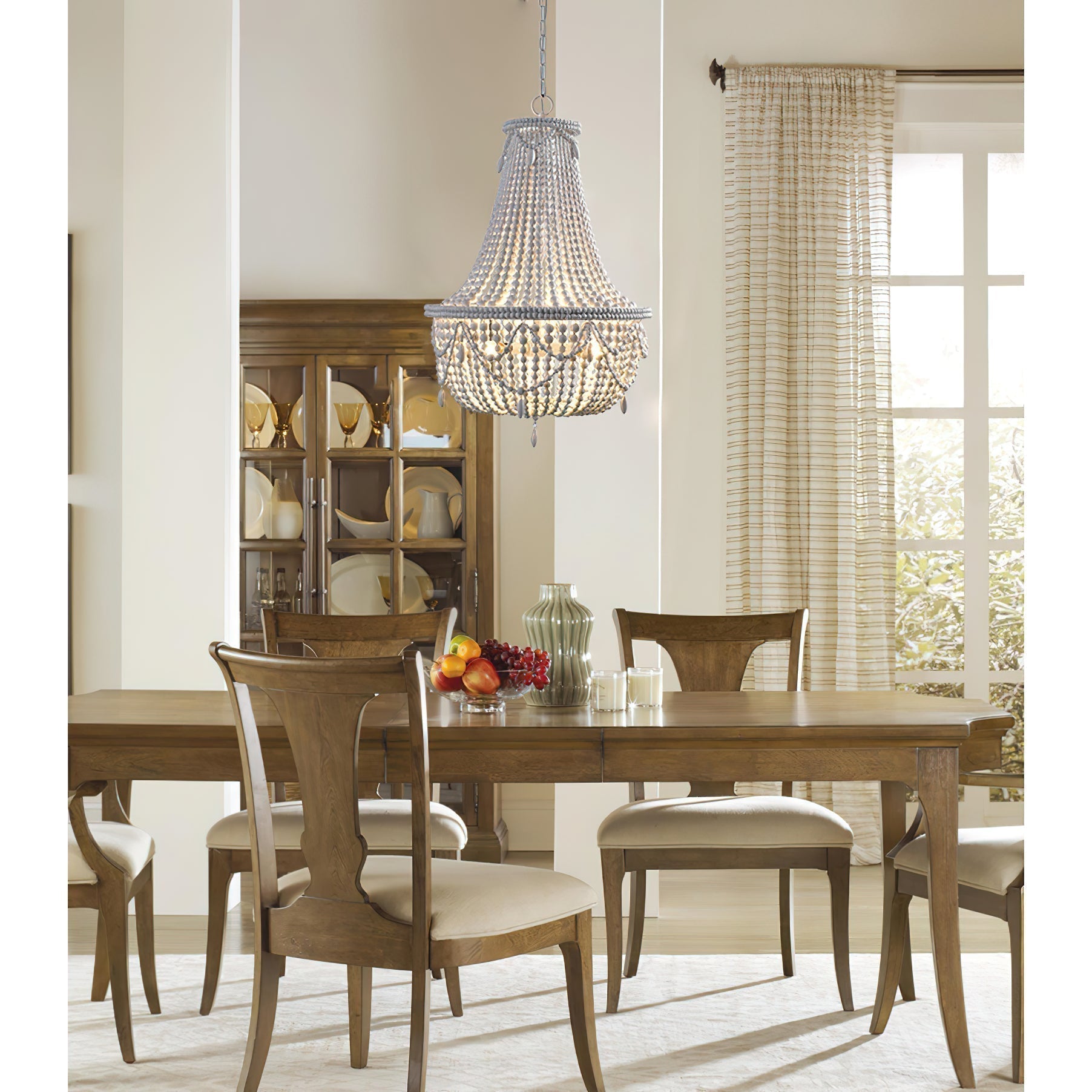 Eirikuvyu Postmodern Luxury Bead Metal Wood Chandelier