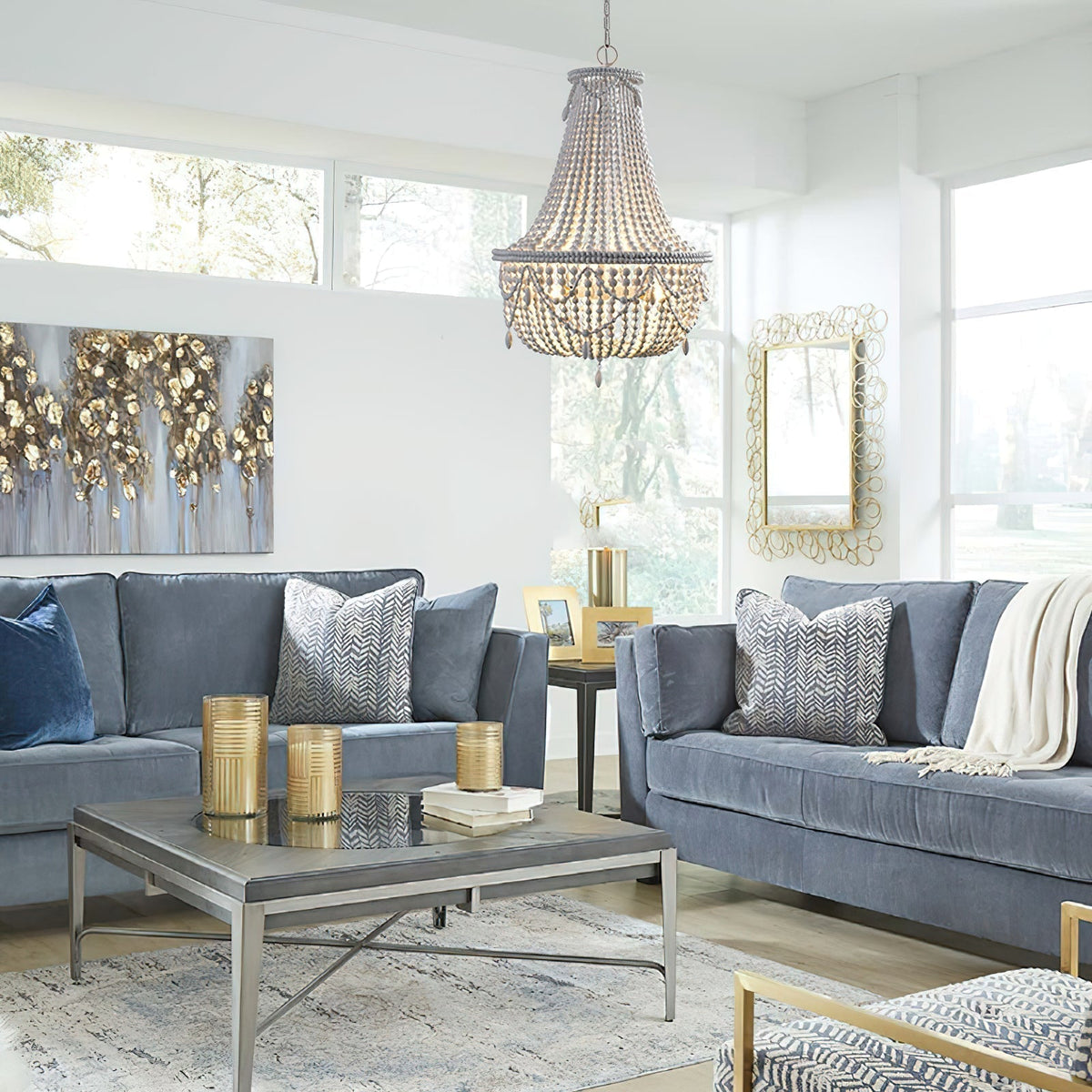 Eirikuvyu Postmodern Luxury Bead Metal Wood Chandelier