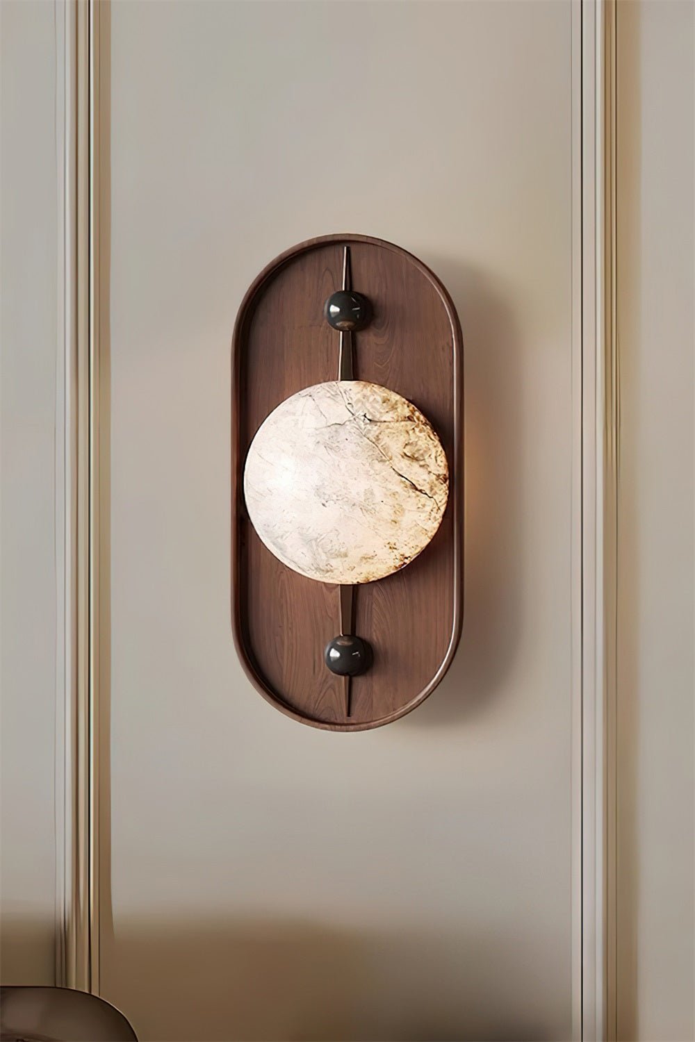 Nivuielle Oval Alabaster Wood Plug Wall Light