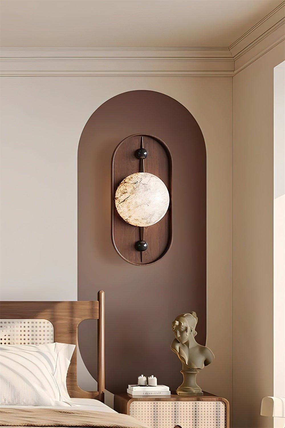 Nivuielle Oval Alabaster Wood Plug Wall Light