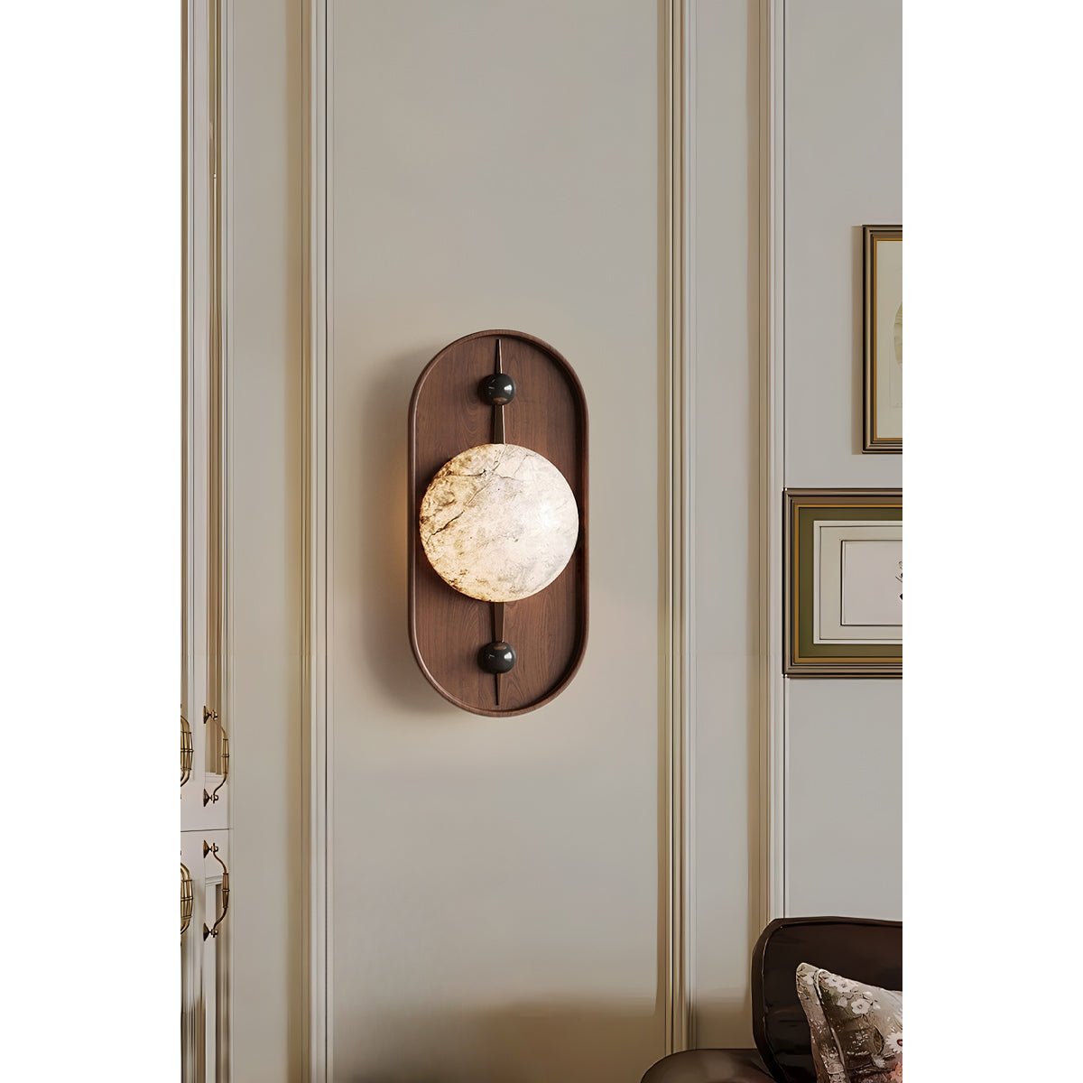 Nivuielle Oval Alabaster Wood Plug Wall Light