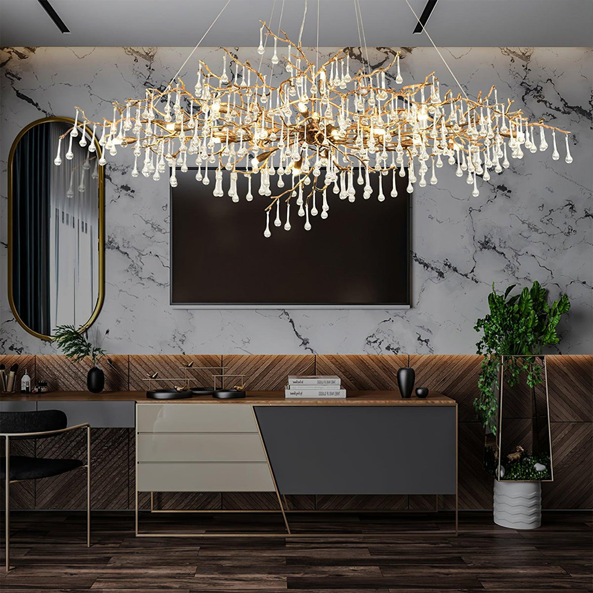 Elyeelle Chandelier Brass Crystal Branch