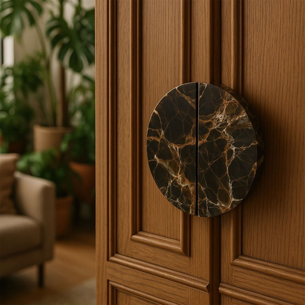 Dyrha Coffee Marble Door Handle