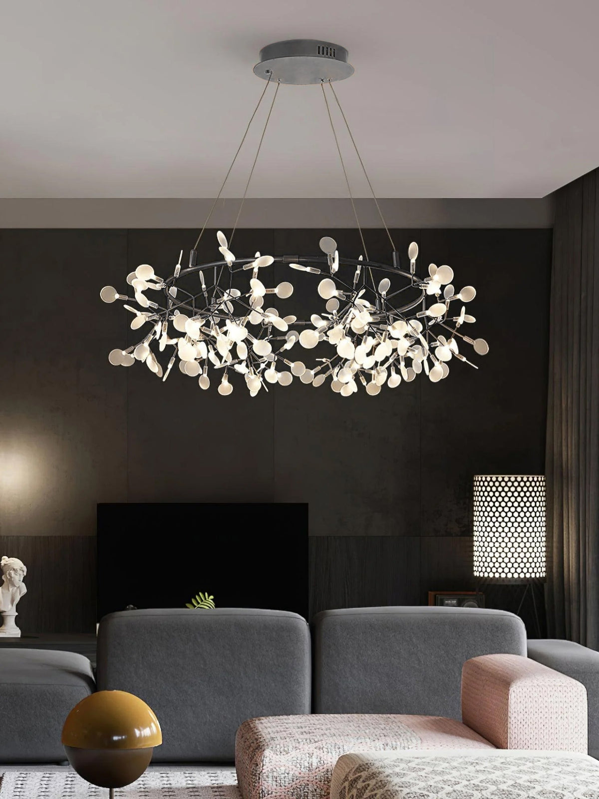 Zesion Chandelier Black Ring Firefly Branch
