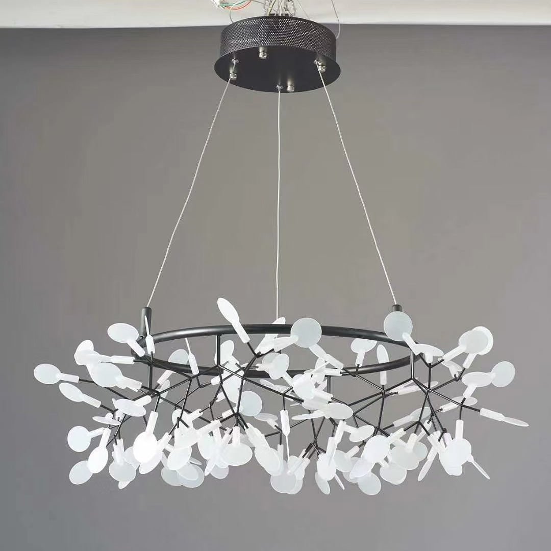 Zesion Chandelier Black Ring Firefly Branch