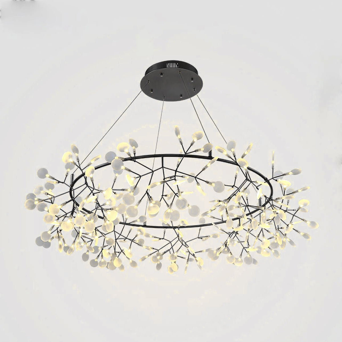 Zesion Chandelier Black Ring Firefly Branch
