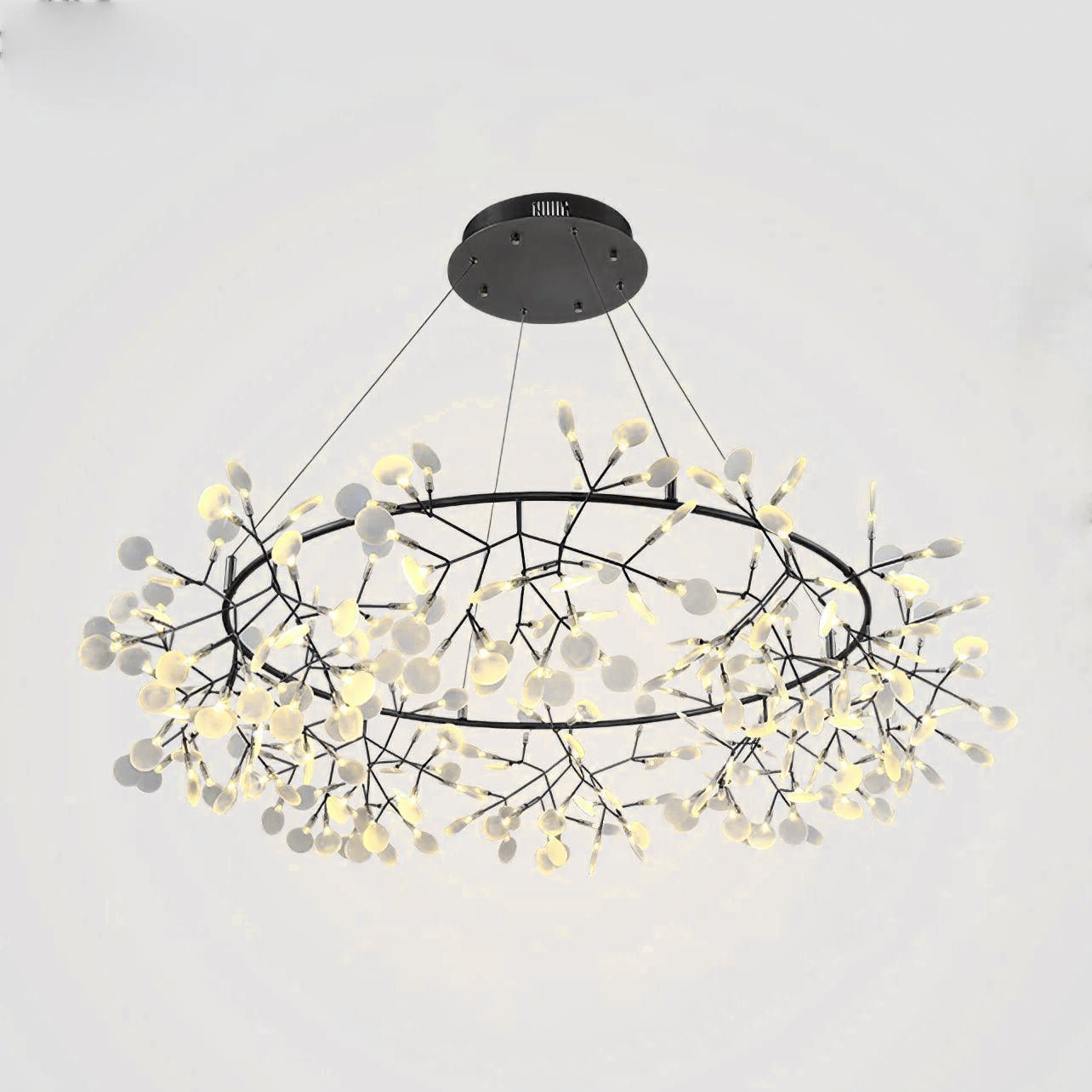 Zesion Chandelier Black Ring Firefly Branch
