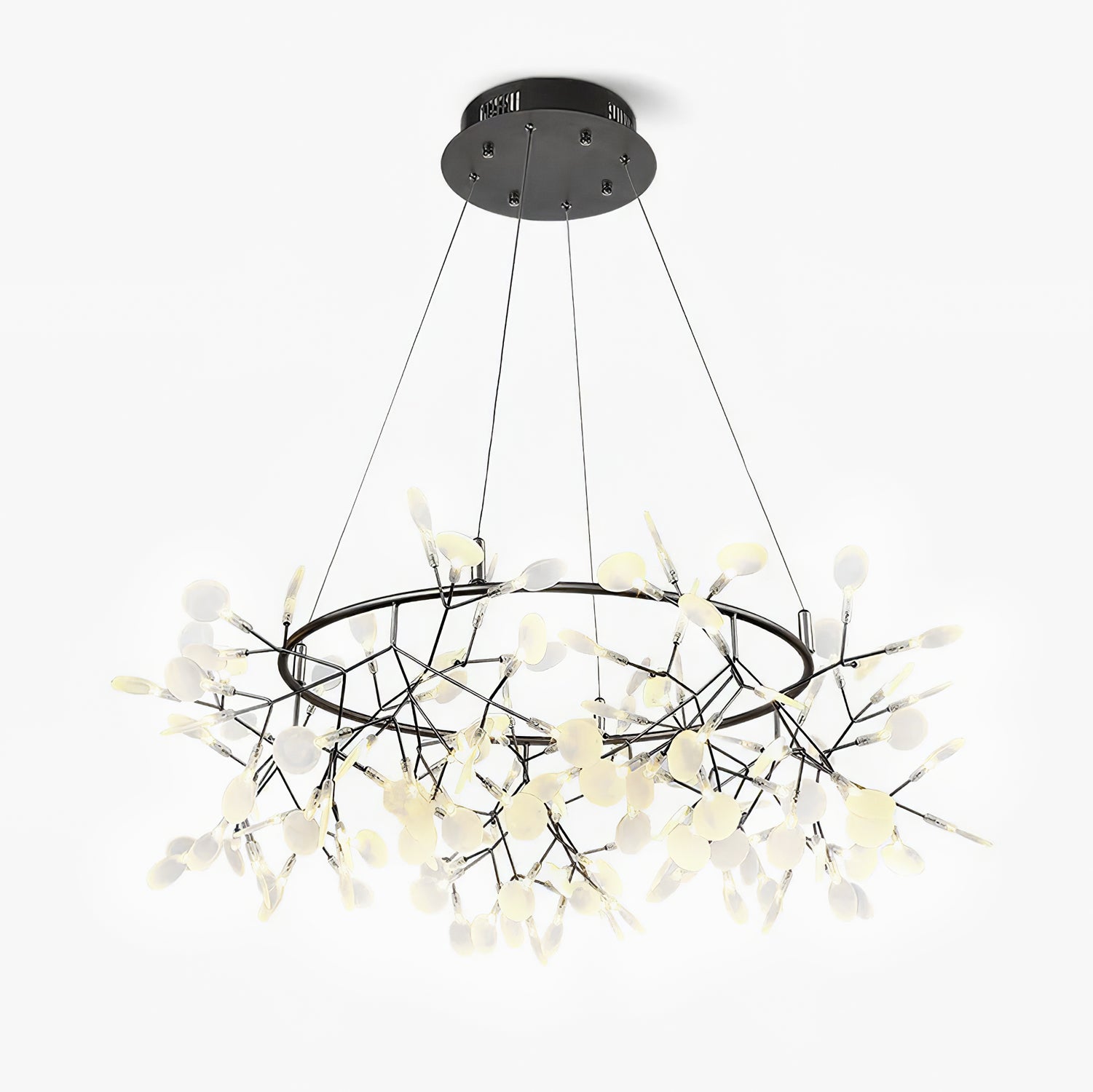 Zesion Chandelier Black Ring Firefly Branch