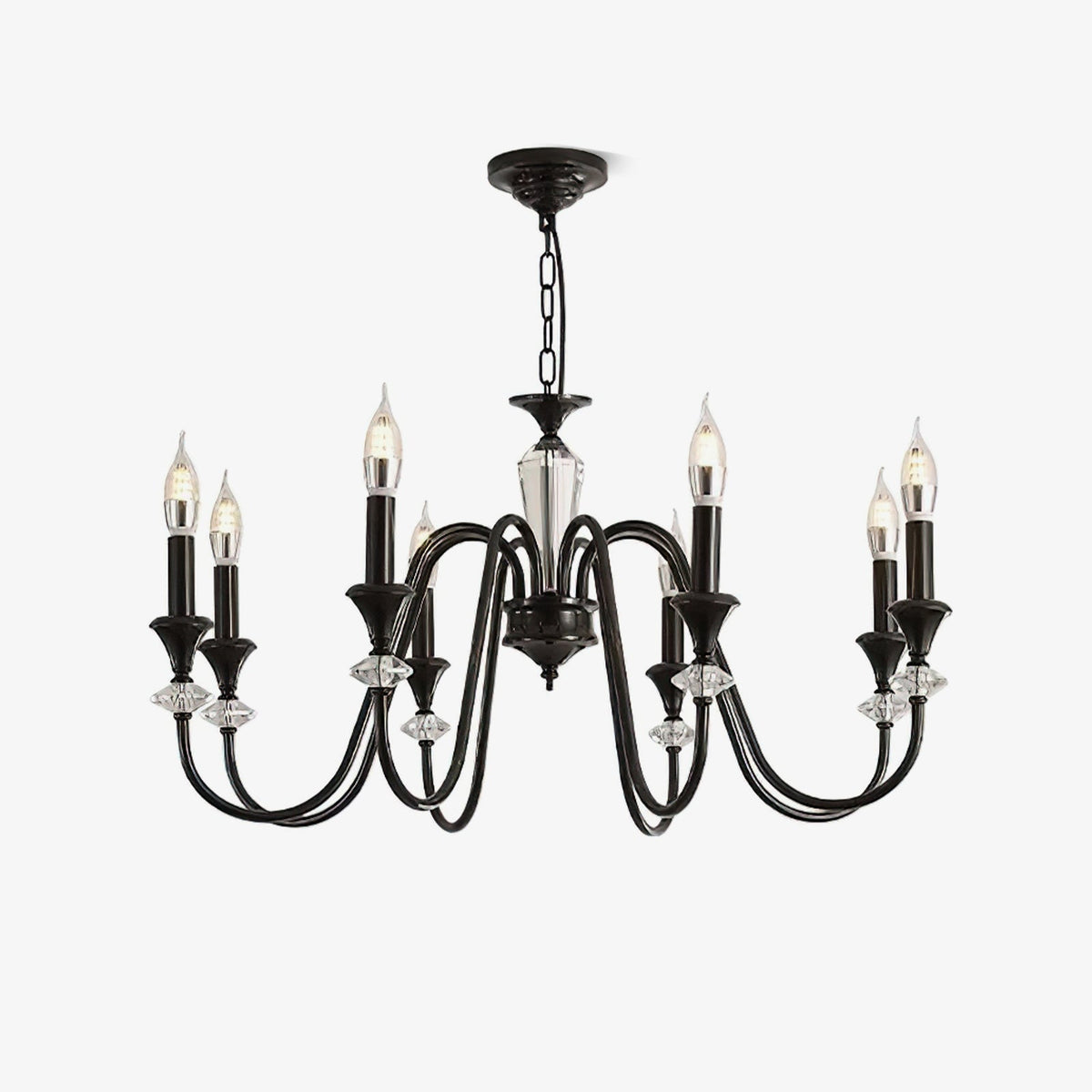 Selivora Chandelier Black & Crystal Candelabra
