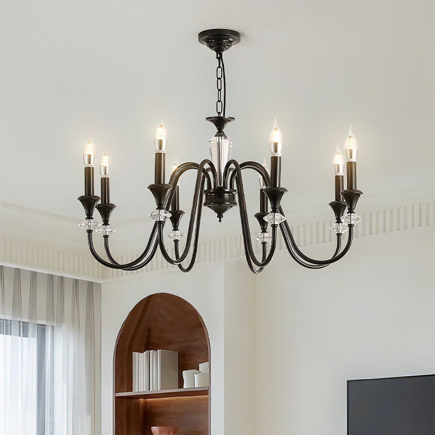 Selivora Chandelier Black & Crystal Candelabra
