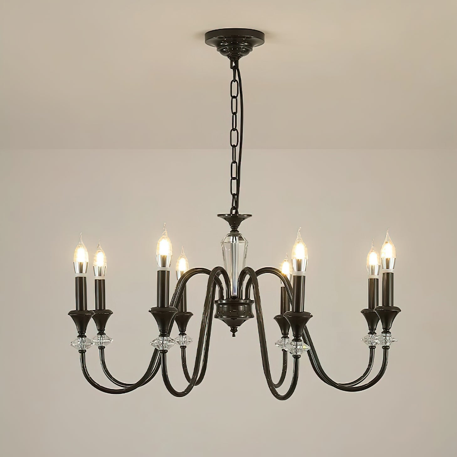 Selivora Chandelier Black & Crystal Candelabra