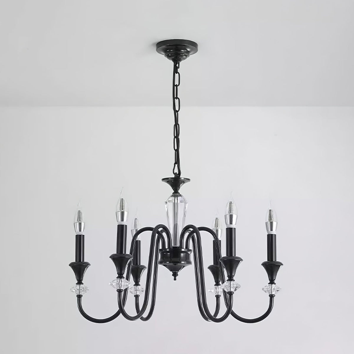 Selivora Chandelier Black & Crystal Candelabra