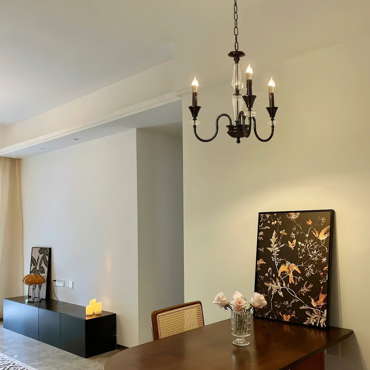 Selivora Chandelier Black & Crystal Candelabra