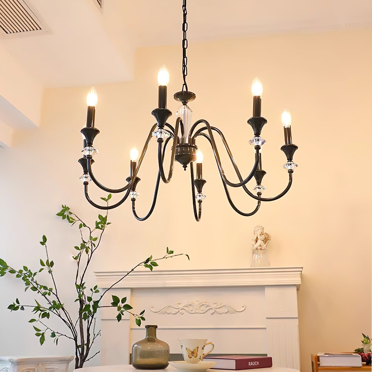Selivora Chandelier Black & Crystal Candelabra
