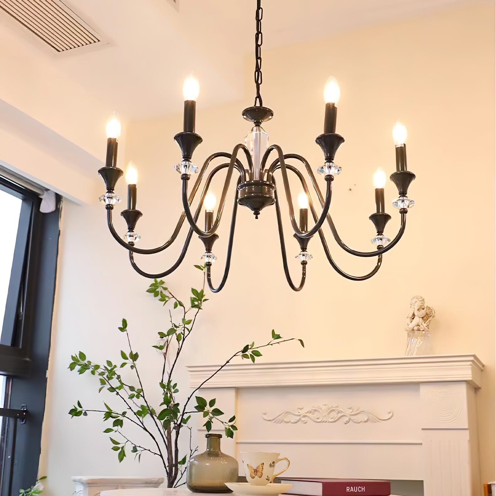Selivora Chandelier Black & Crystal Candelabra