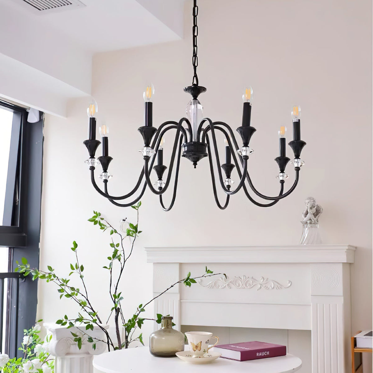 Selivora Chandelier Black & Crystal Candelabra