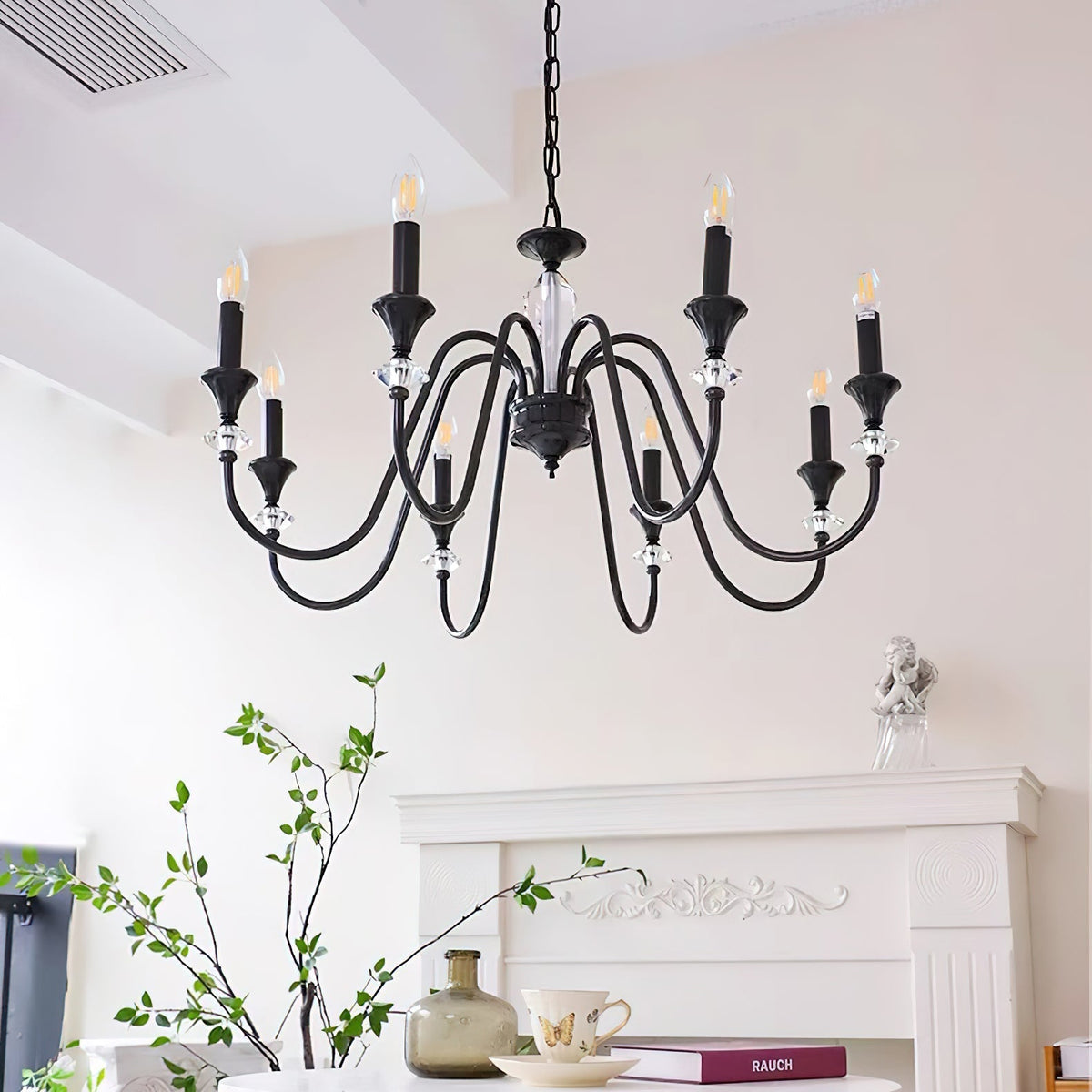 Selivora Chandelier Black & Crystal Candelabra