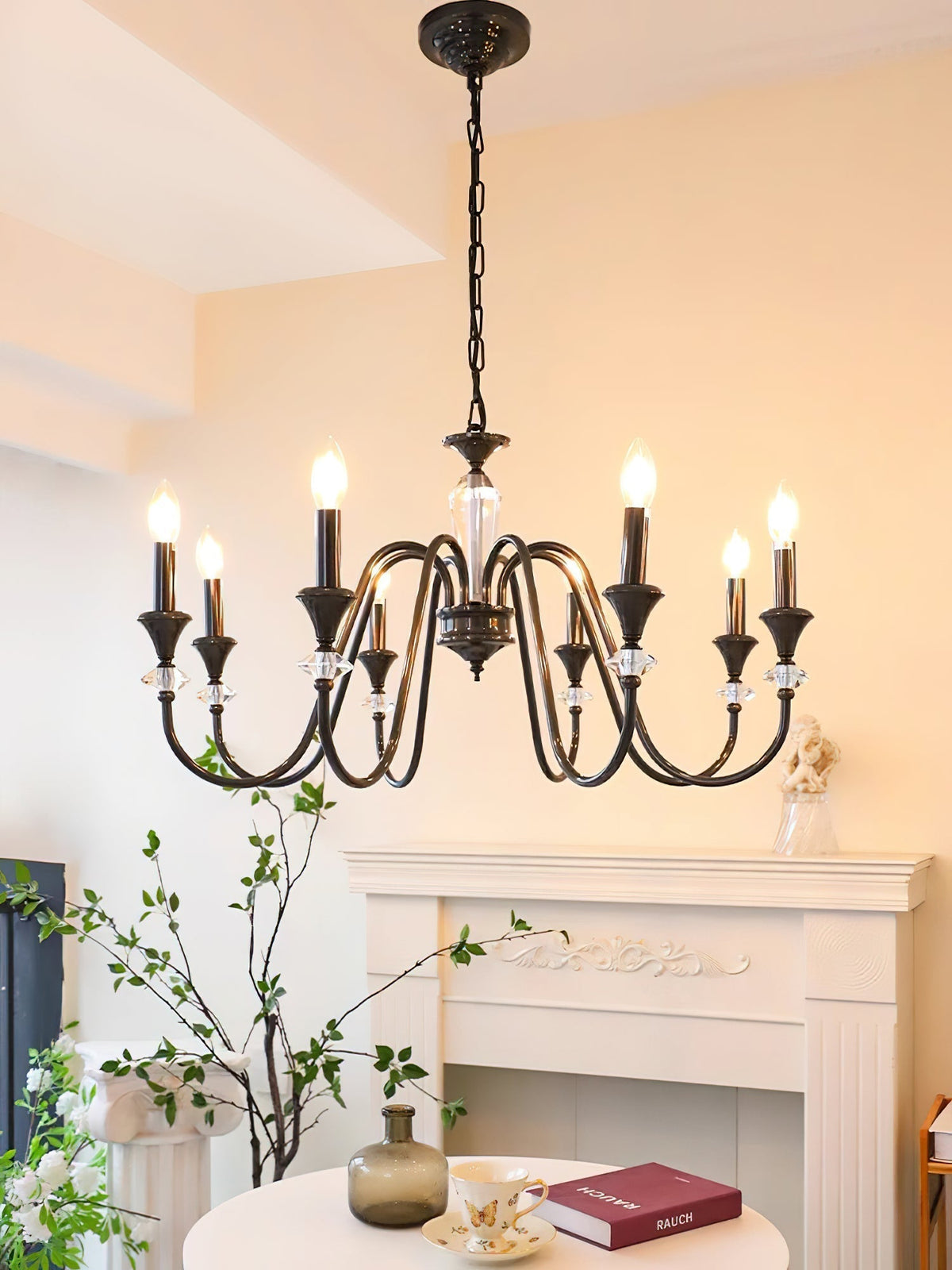 Selivora Chandelier Black & Crystal Candelabra