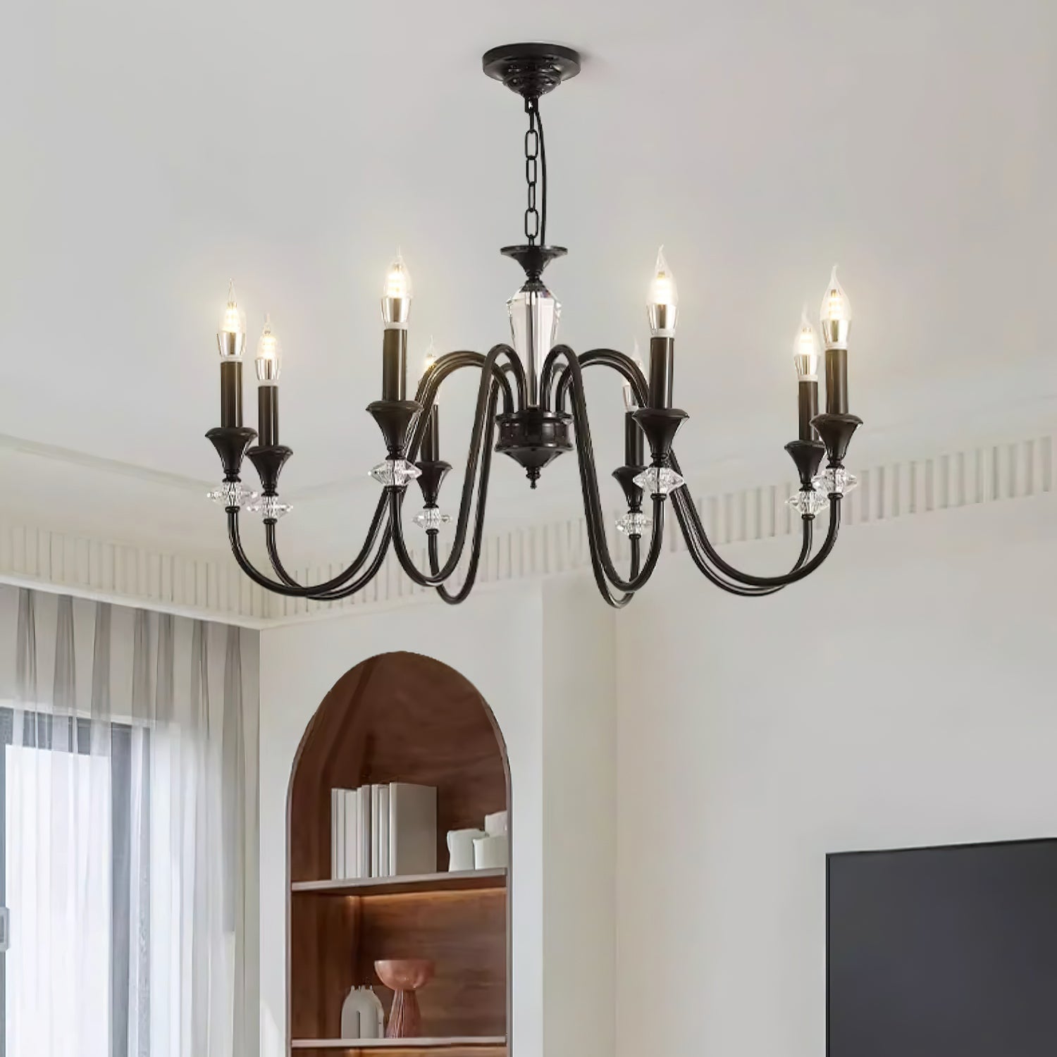 Selivora Chandelier Black & Crystal Candelabra
