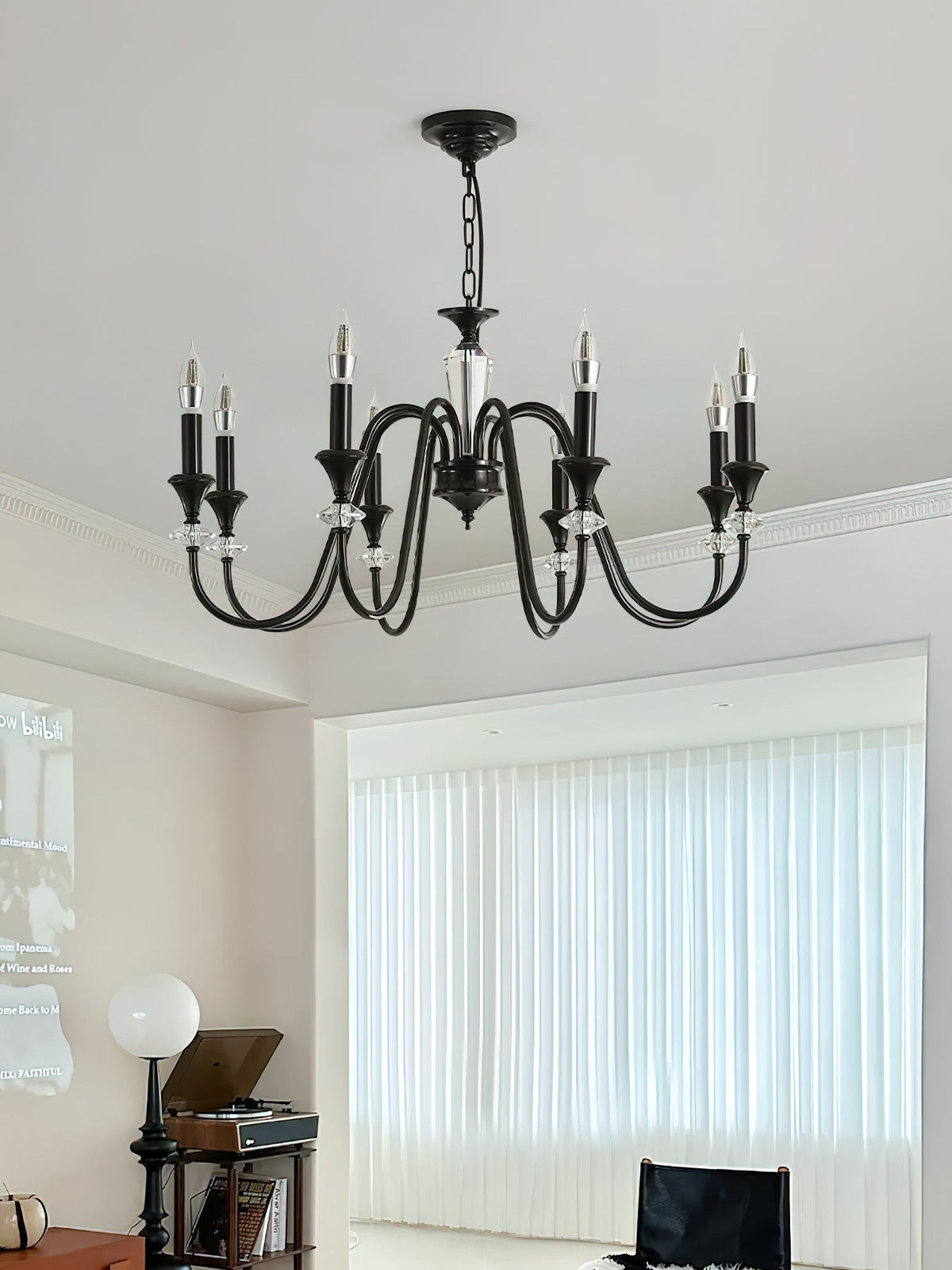 Selivora Chandelier Black & Crystal Candelabra