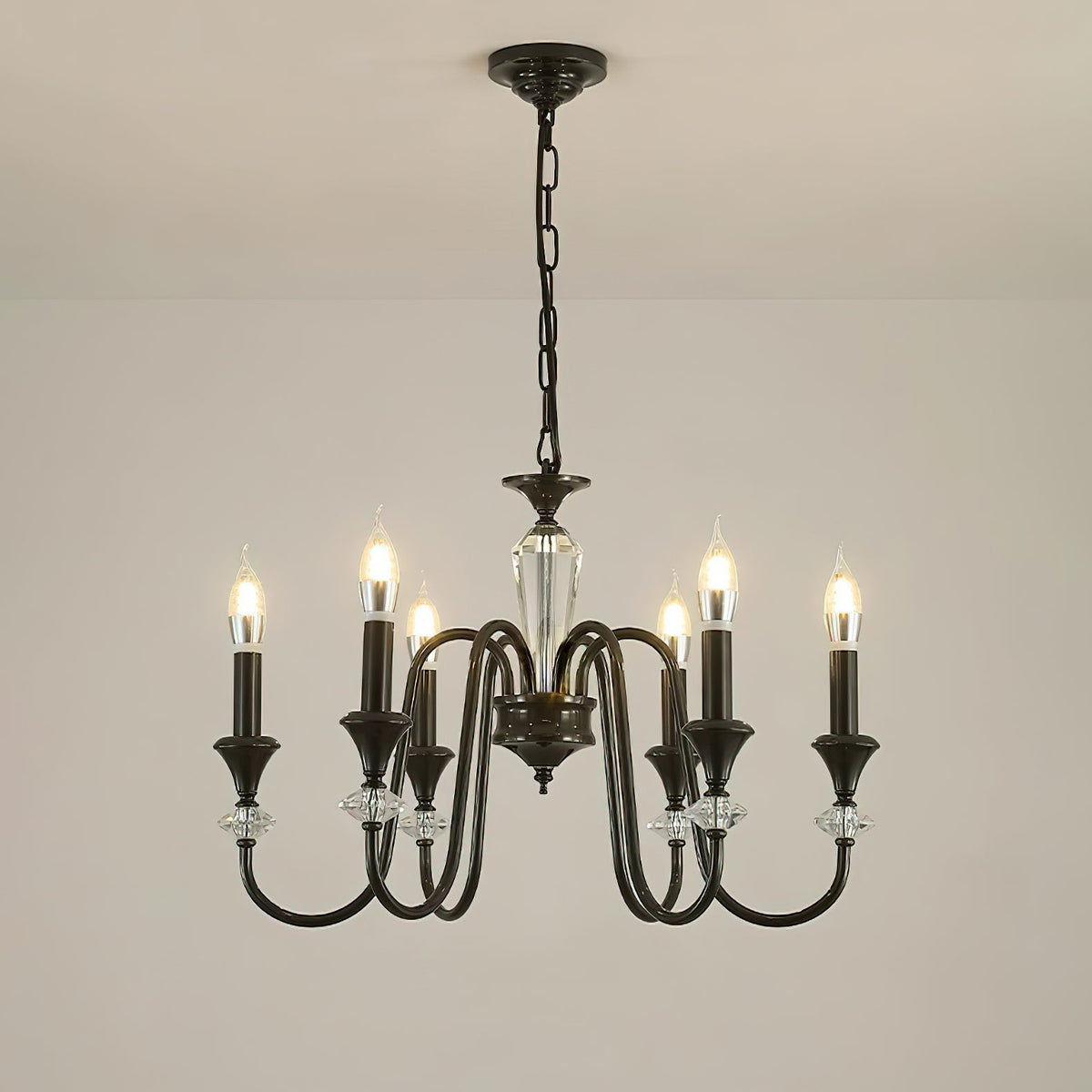 Selivora Chandelier Black & Crystal Candelabra