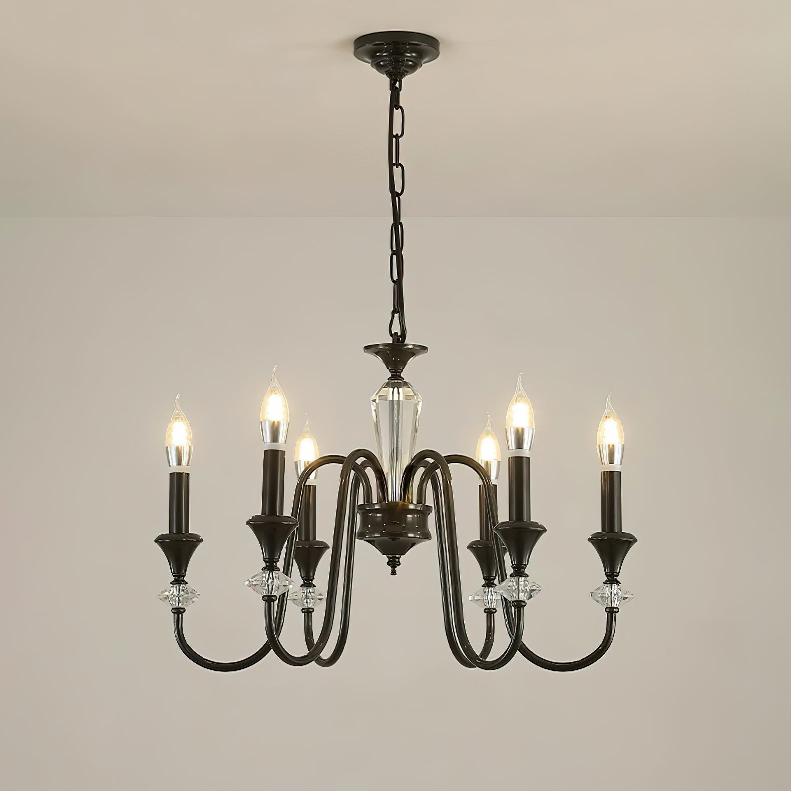 Selivora Chandelier Black & Crystal Candelabra