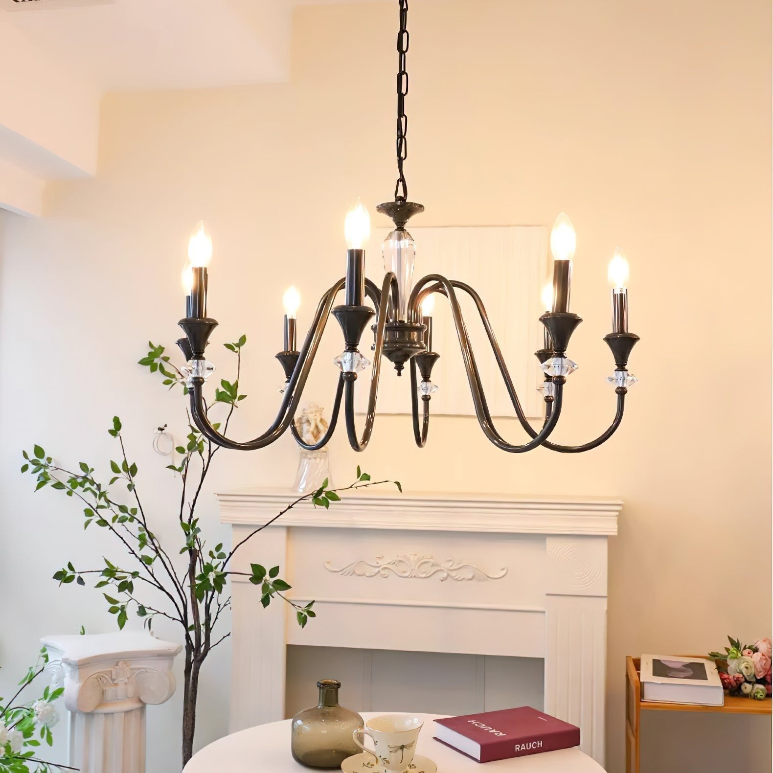 Selivora Chandelier Black & Crystal Candelabra
