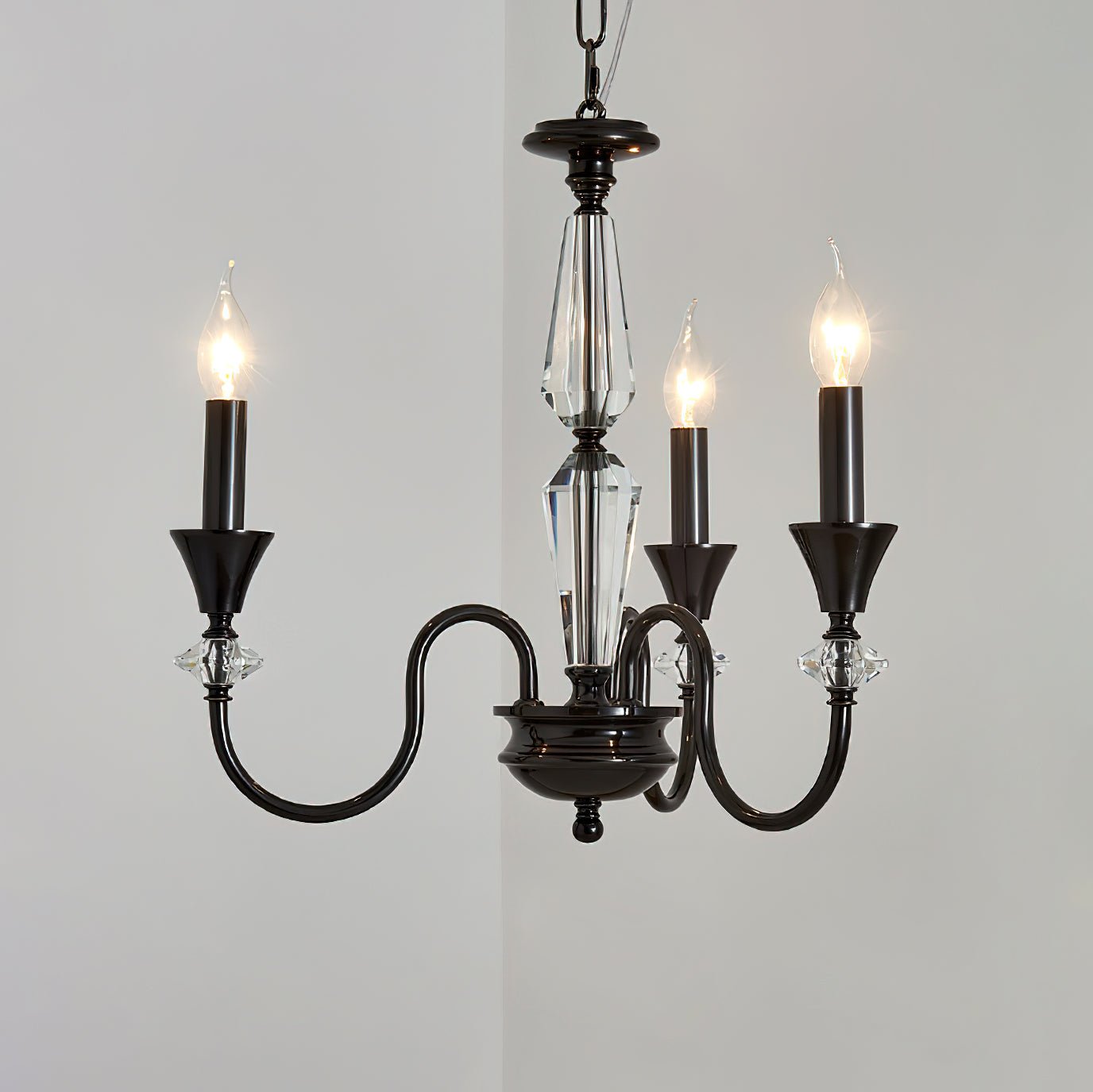 Selivora Chandelier Black & Crystal Candelabra