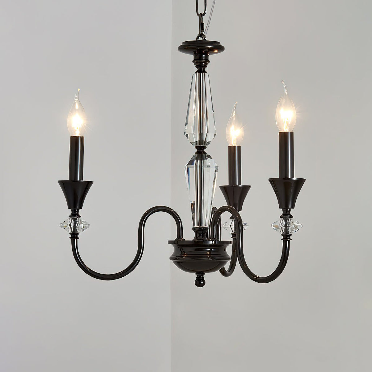 Selivora Chandelier Black & Crystal Candelabra