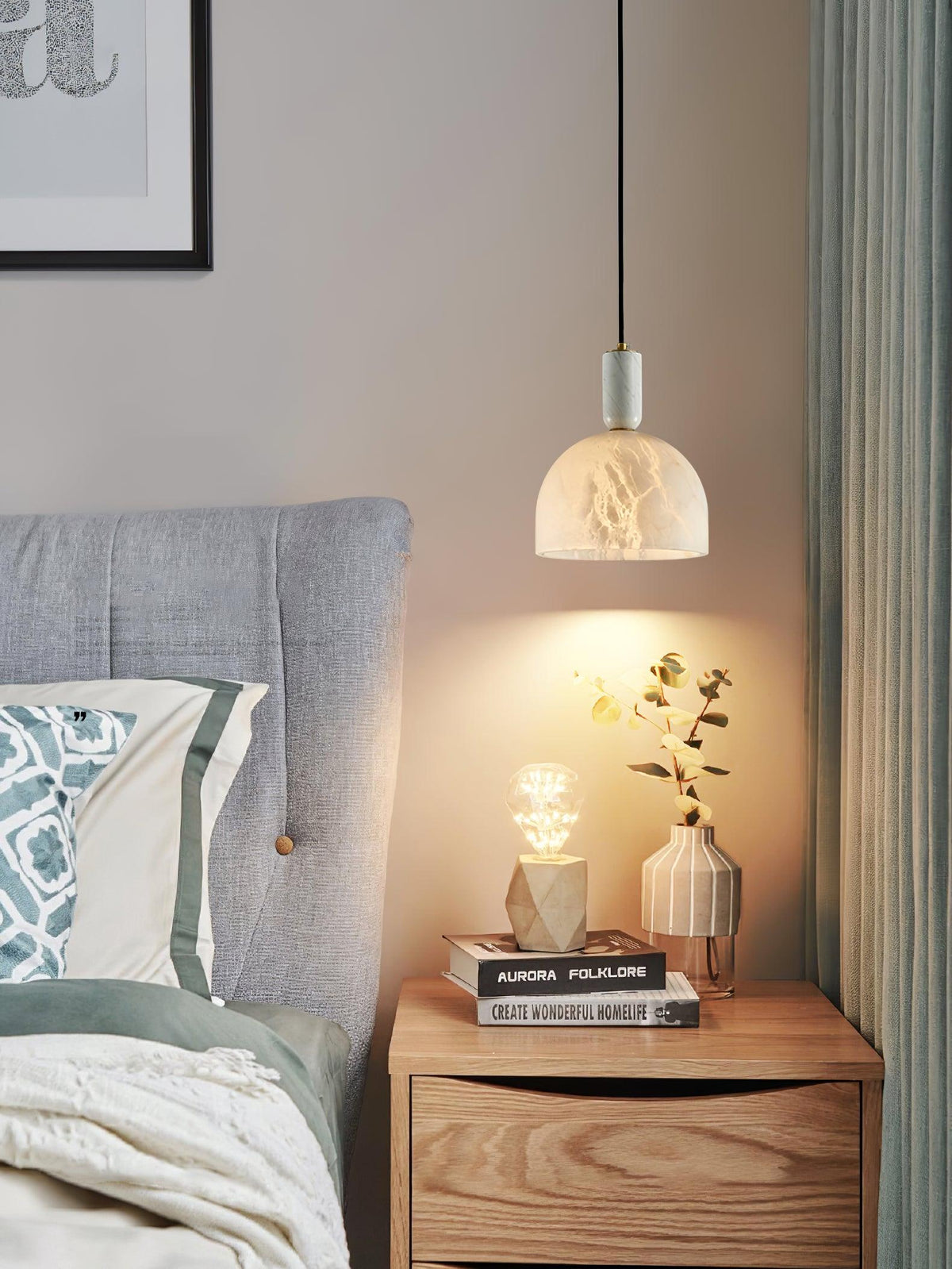 Leda Minimalist Alabaster Pendant Light