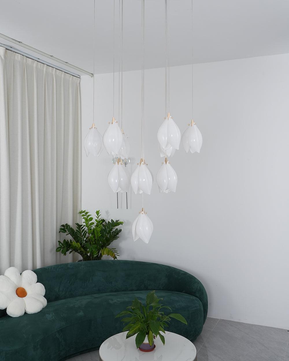 Tessa Pendant Lamp White Floral Ceramic