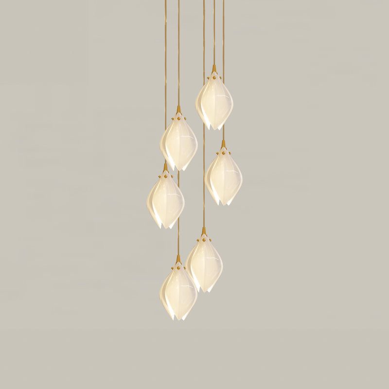 Lustra Pendant Lamp White Floral Ceramic - Neutral Decor
