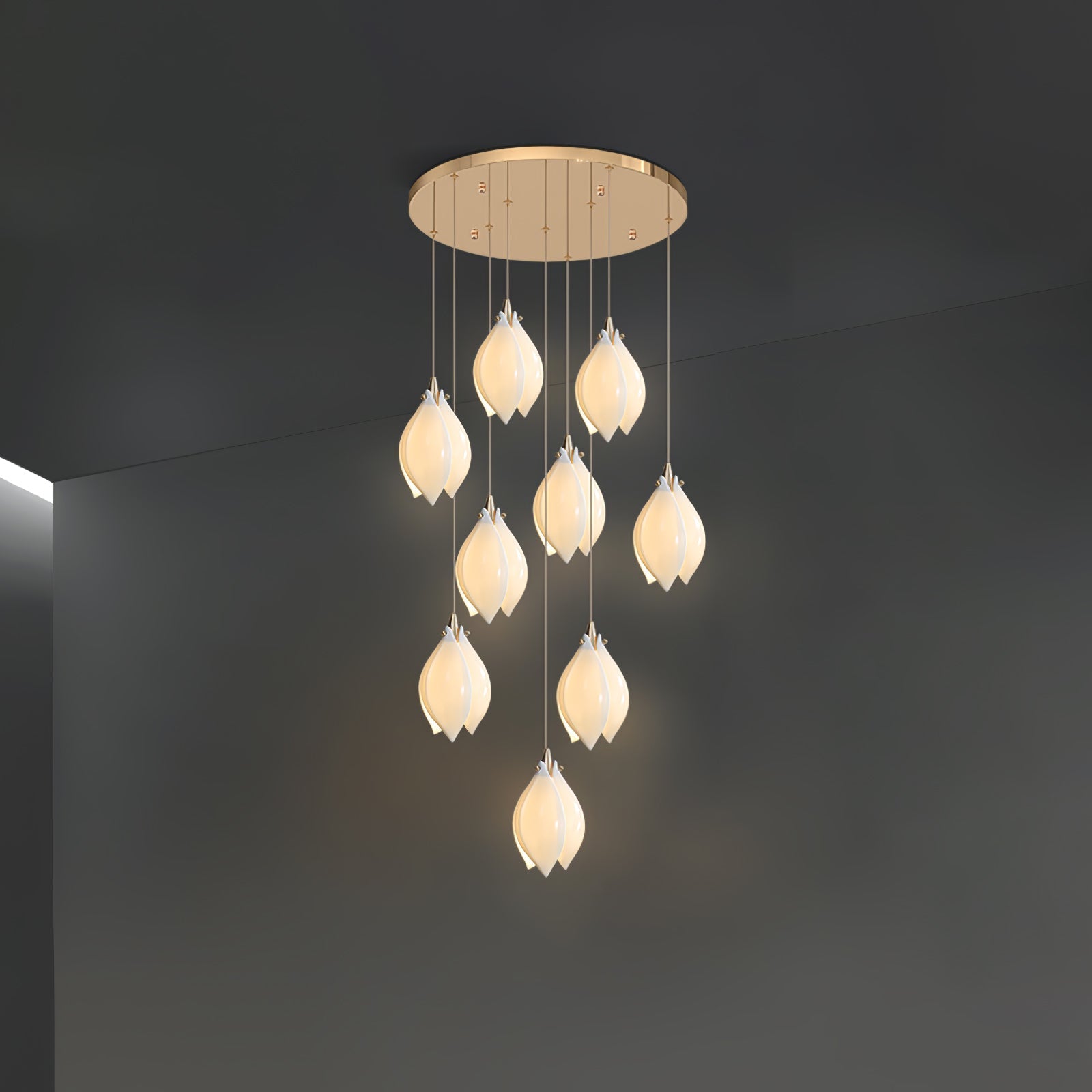 Lustra Pendant Lamp White Floral Ceramic - Neutral Decor