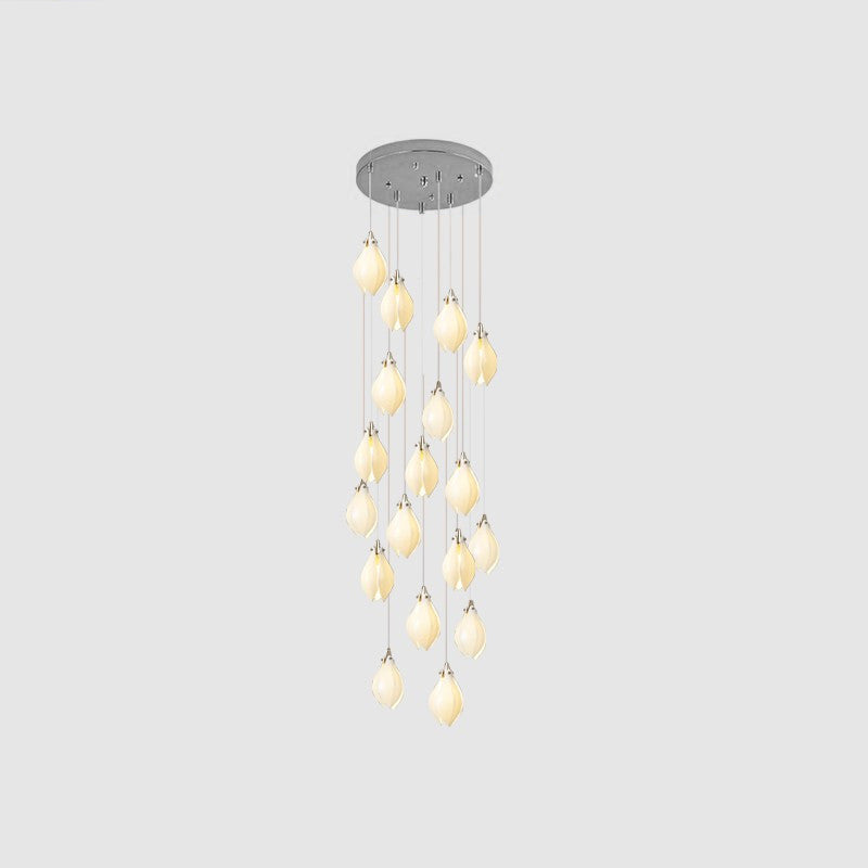 Lustra Pendant Lamp White Floral Ceramic - Neutral Decor