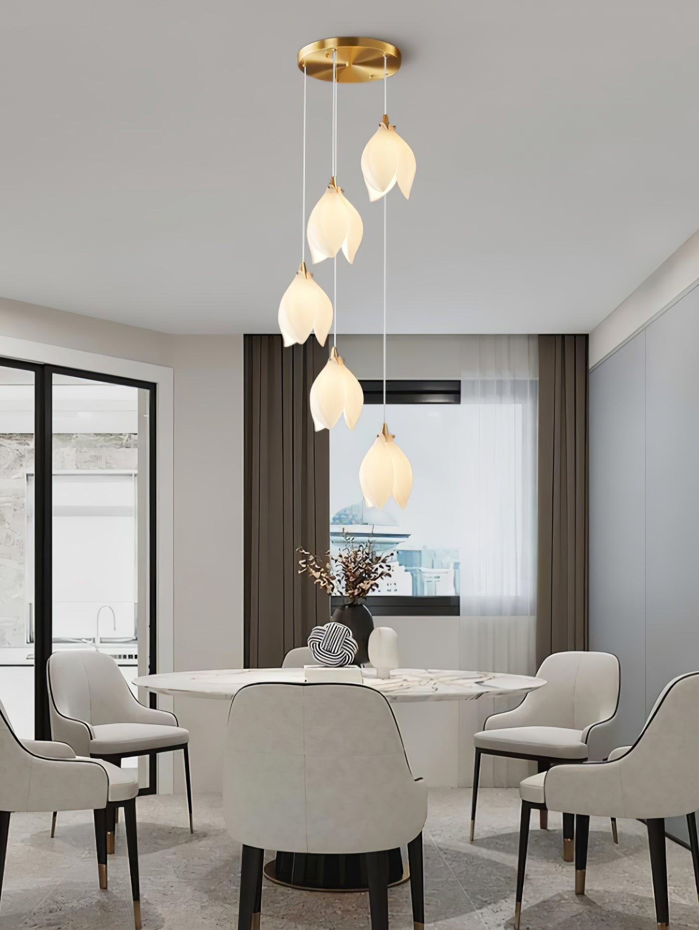 Tessa Pendant Lamp White Floral Ceramic