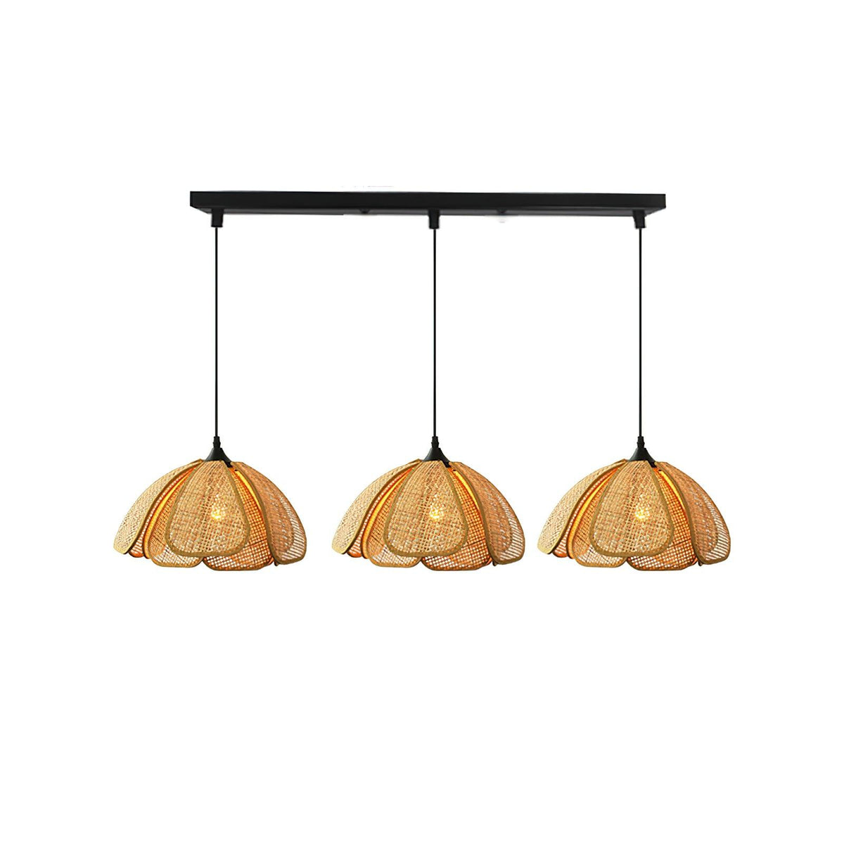 Dyor Elegance Bloom Rattan Fabric Pendant Lamp