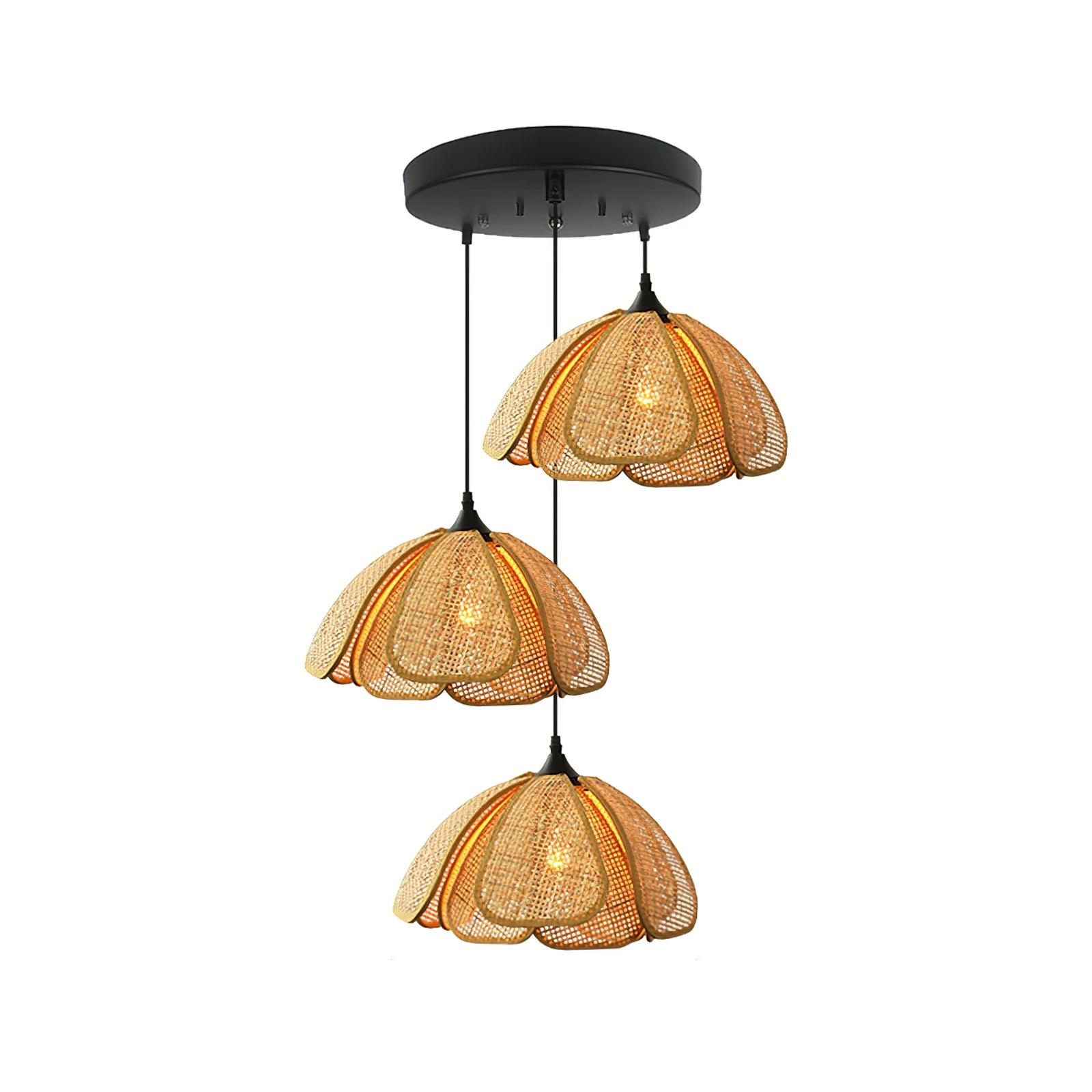 Dyor Elegance Bloom Rattan Fabric Pendant Lamp