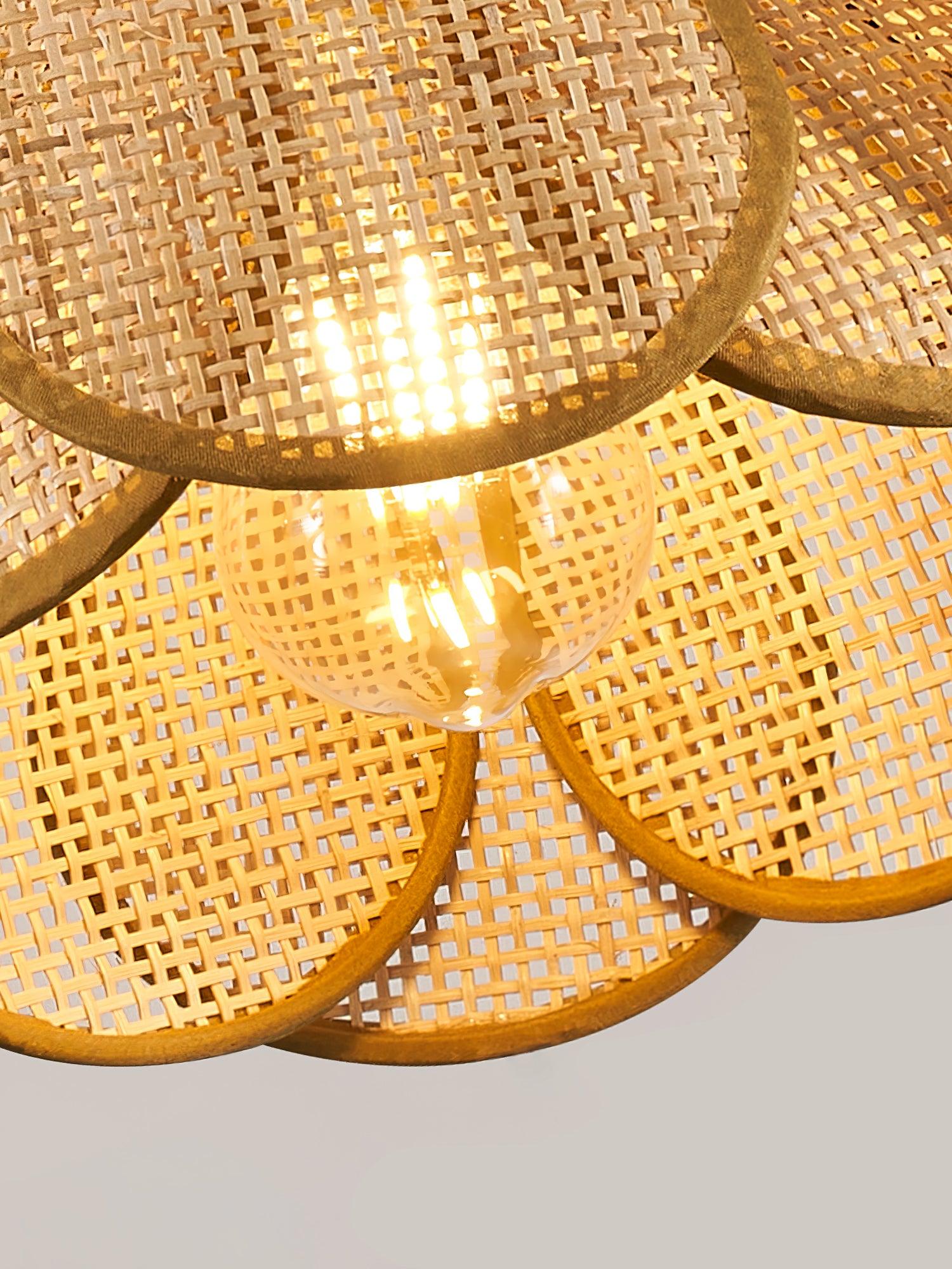 Dyor Elegance Bloom Rattan Fabric Pendant Lamp